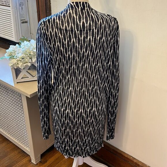 Loft blue white patterned long sleeve open cardigan Size M New - Picture 5 of 10